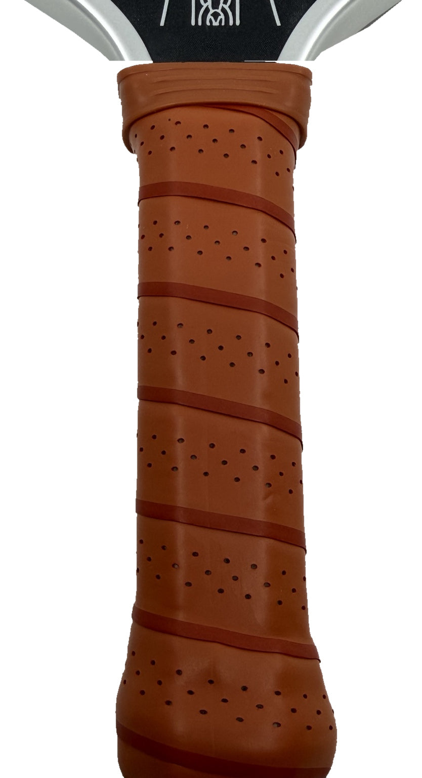 Excalibur paddle brown grip and silver edge guard at the throat