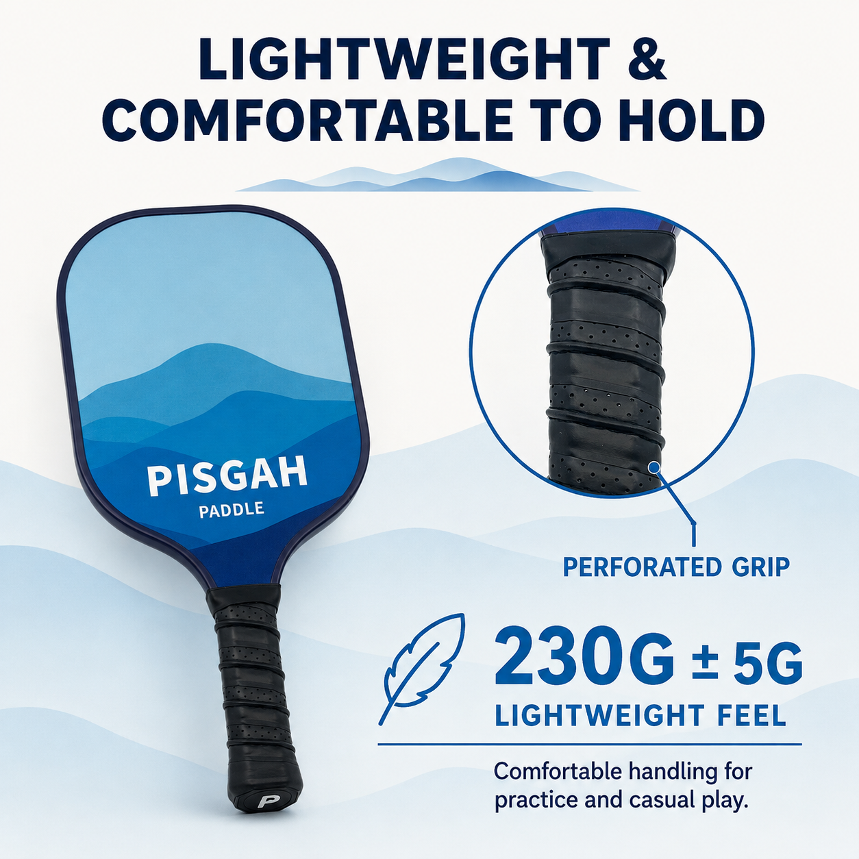Trailblazer lightweight paddle and perforated grip